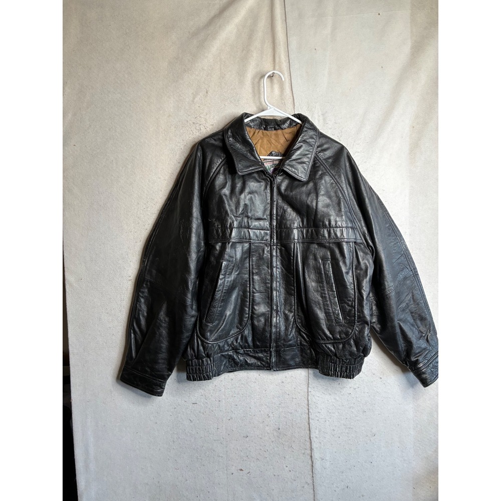 Watershed William Barry Mens Black Genuine Leather Bomber Jacket XL RN 65030